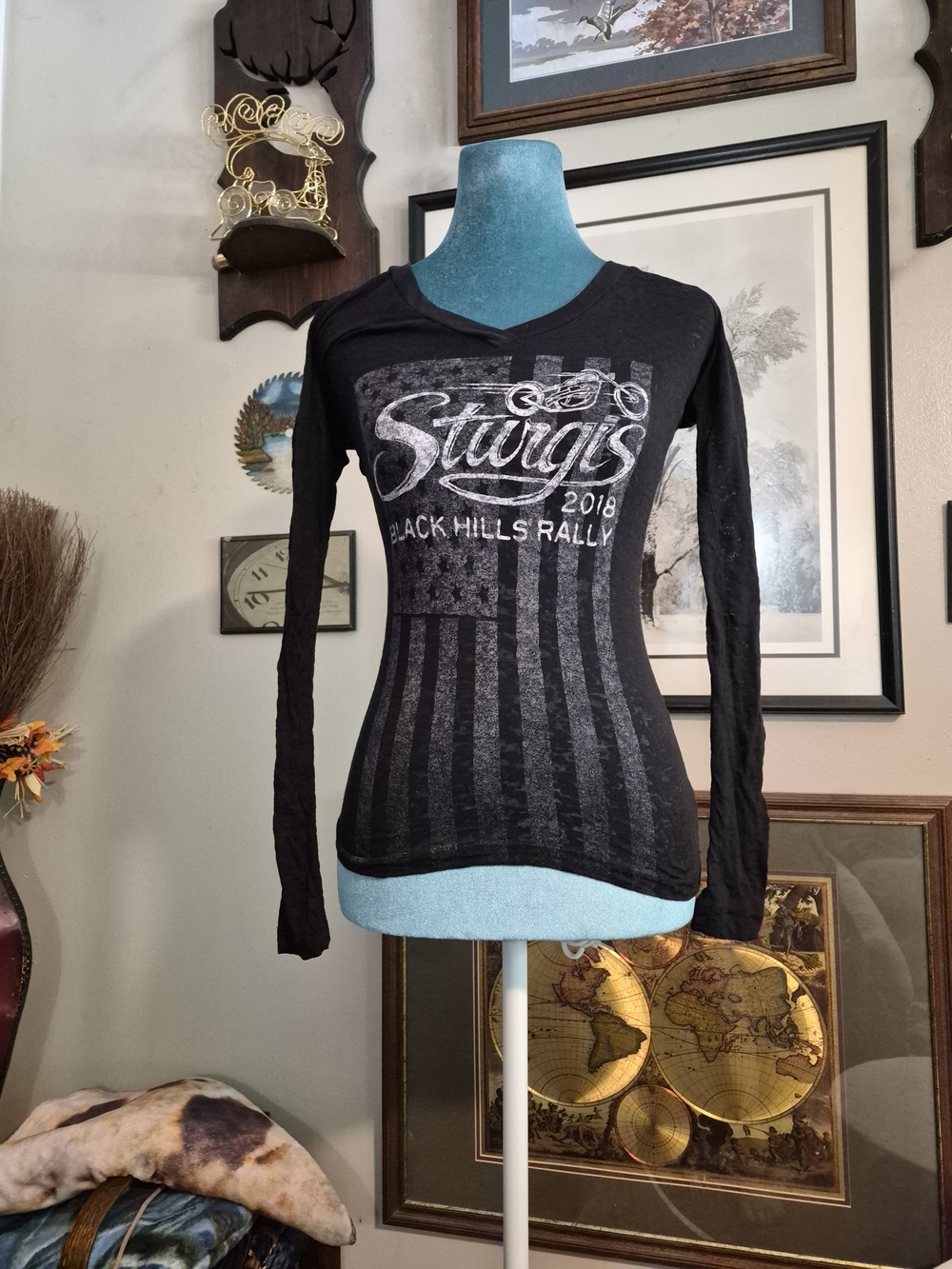 Hot Leathers 2018 Sturgis Motorcycle Rally Passion Flag Shirt S